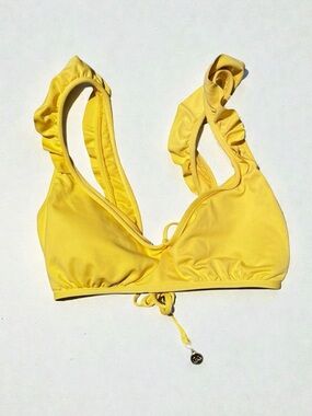 🌻Polo Ralph Lauren Ruffle Bikini Swim Top Yellow Bralette Size XS